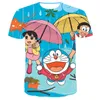 Heißes Sommer-T-Shirt Doraemon-Cartoon-T-Shirt für Männer und Frauen, Sommer, kurzärmelig, niedlicher Anime, kostenloser Versand