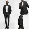 Black Mens Passar Business Bröllop Tuxedos Slim Fit Formell Affärsmän Anpassad Groom Suit Coats Byxor (Jackor + Byxor + Tie)