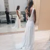 Najnowszy Nowoczesny Koronki White Suknie Ślubne Sexy Backless Długość podłogi Eleganckie suknie ślubne Niestandardowe Victoria Bride Dress