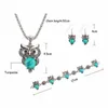 Legering natuursteen sieraden set met uil vorm voor bruiloft feest kerstcadeaus vrouwen kostuum sieraden accessoires