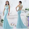 Elegante Janique Mermaid Moeder van de Bruid Jurken Halter Holle Kant Applique Plus Size Bruiloft Gastjurk Sweep Train Avondjurken