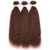 Kinky Straight Peruviaans Medium Bruin Menselijk Haar 3bundles met Sluiting # 4 Chocolade Bruin Grof Jaki Haar Weefs met Kant Top Sluiting 4x4