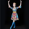 New Adult Female Mongolian Dance short thnic minority stage performance Mongolian headwear+robe good quality dress Customized unique