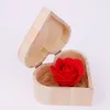 Valentine Zeepbloem met Hartvorm Houten Doos Boeket Handgemaakte Rose Bloemzepen voor Valentine Day Wedding Lover Gifts GGA3061