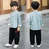 Kinderkleidung Jungen Hanfu Herbst Kleidung Neue Celebrity Style Retro Tang Button Shirt + Hose 4-120 Jahre alt