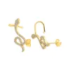 Stud Rose Gold CZ Ear Jacket Earrings For Women Reptile Jewelry Animal Crystal Dainty Boucle D'oreille Femme 202116210548