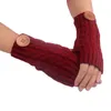 Fashion-Winter Multi Färgknappar Stickande handskar Mode Kvinna Nya Fingerless Handskar Håll varma i lager