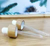 30pcs 10 30ML Unique Natural Bamboo Packing Bottles Essential Oil Empty Cosmetic Dropper Bottle with Glass Pipette Makeup Containers Wood Cap