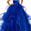 Royal Blue Girls Pageant Dress One Shoulder Diamonds Ruffles Tiered Kirt En linje Flower Girl Dress Birthday Party Glows Custom Siz259f