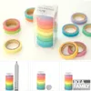 10 PCS/Set Rainbow Solid Color Japanese Masking Washi Tapes Sticky Paper Tape Adhesive Printing DIY Scrapbooking 2016 Decor Washi Tapes