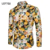 Hommes nouvelle mode chemises marque grande taille fleur imprimé chemises minces décontracté contraste couleur mâle chemise