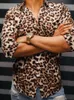 레오파드 셔츠 남자 2019 새로운 슬림 맞는 남성 드레스 셔츠 긴 소매 캐주얼 얇은 Streetwear Mens Leopard Print 남성 5XL-M