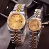 Nuevo RELOJ Parejas Estilo Clásico Movimiento automático Mecánico 28 mm 36 mm Moda Hombres Hombres Mujeres Mujeres Oro Datejust Relojes Wristw309P