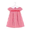 Robes de mode de filles Brand d'été Robes à plaid rayées enfants Designer décontracté robe mignonne avec arc