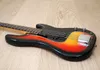 Sällsynta 4 strängar Precision 3 Tone Sunburst Jazz Electric Bass Guitar Alder Body, Dot Inlay, Black Pickguard, Big Bridge Cover