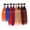 Extensões de cabelo humano peruano 1b/27 1b/99j 1b/azul 1b/vermelho 1b/30 ombre color dupla quatro feixes retos 100% de produtos para cabelos virgens humanos