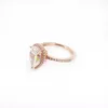 Sparkling Teardrop Halo Ring Rose gold plated Engagement jewelry for Women Original box set for pandora 925 sterling silver Rings