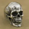 Unique Crack Splitting Skull Rings Mens Satan Demon Handmade Dark Punk Locomotive Domineering Ring Silver Punk Biker Jewelry326B