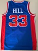 最高品質のヴィンテージ＃33 Grant Hill Jerseysブルーレッドホワイトステッチグラントヒルシャツメンズ10＃デニスロドマンジャージーブルーシャツステッチ