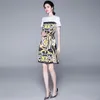 Top New Style damskie eleganckie szarfy załogi szyi swobodne drukowane sukienki luksusowe mody biuro poby