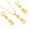 Perles de boule allonger pendentif boucles d'oreilles ensembles de bijoux colliers classiques ensemble 22 K 24 K Baht thaïlandais plaqué or jaune cadeaux fins9496687