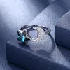 Ajustável Anéis Banda Cristal De Swarovski Elements Moon Star Shaped presentes Dia S925 Sterling Silver Ring moda dos Namorados POTALA278
