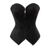 Listrado preto Suit Style Shapewear Mulheres Overbust Zipper Bustier Strapless Corselet corpo magro Shaper Plus Size S-6XL corset tops