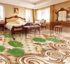 Tapet 3d europeiskt mönster lotus lilja fisk marmor golv hd utskrift självhäftande bakgrundsbilder atmosfäriska dekorativa väggpapper