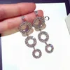 Wholesale-r glittering ! ins trendy fashion designer luxury diamond zircon multi circles stud dangle chandelier earrings for woman girls