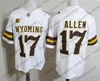 Jam ncaa Wyoming Cowboys #17 Джош Аллен Браун Белый Джерси Кофе Дешевый футбол в колледже Ститхд без имени мужчины молодежь детские женщины взрослые S-3XL
