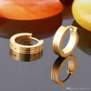 New High Quality Cool Mens Stainless Steel Hoop Piercing Ear Earring Studs Jewelry Unisex Gold Earrings287i