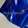 Laser Dark Bue Rainbow Neo Chrome Holography Vinyl Vrap для автомобиля с воздушными пузырьками без автомобильных наклеек голограммы 1,52x20 м/рулон