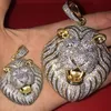Iced Out Micro Pave Cubic Zircon Hiphop Lion Head Pingente Colar para Homens Mulheres Hip Hop Bling Party Jewelry260d