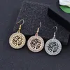 Boucles d'oreilles arbre de vie 925 argent poisson oreille Hoo Antique lustre en argent créatif balancent boucles d'oreilles femmes mode bijoux cadeau en gros