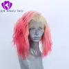 Fibra de alta temperatura 360 frontal curto onda solta perucas cheias de cabelo ombre cor rosa cor sintética peruca dianteira para mulheres com parte livre