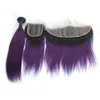 Ombre Gerade Menschliches Haar Bundles Mit Spitze Frontal Verschluss 1B 27 1B 30 1B Lila 1B 99J Ombre Haar spinnt Mit Verschluss292B