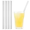 paille en verre clair 2008mm pailles à boire en verre pliées droites réutilisables avec brosse pailles en verre écologiques pour cocktails smoothies