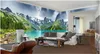 Individuelle Fototapete 3D Wandtapete Natur Schönheit Wiese Schnee Berg 3D idyllische Alpen ganzes Haus Hintergrund Wandpapier