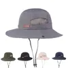 Design de pesca chapéu de sol e boné para homens / mulheres tampão de safari com proteção solar unisex balde outdoor boonie chapéu