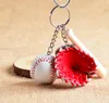 Baseballs Handskar Trä Bat Nyckelringar Hem Mini Softball Baseball Key Chain Cartoon Keychain Julklapp