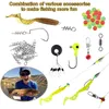 187pcs Fishing Accessories Kit, Including Jig Hooks, Bullet Bass Casting Sinker Weights, Different Fishings Swivels Snaps,