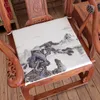 Custom Chinese Printed Landscape Sofa Chairs Seat Cushion Dining Chair Armchair Seats Pad Cotton Linen Home Office Sitting Mats