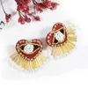 2 estilos de moda con cuentas coloridas tassel pendientes corazón lindo corazón en forma de flamenco Stud Pendientes para mujeres