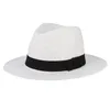 Gemvie New Trendy Summer Panama Hat Classical Jazz Cap Hat For Men and Women Wheven Black Band Fedoras Beach Sun Unisex3581504