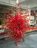 Roter Kunst-Kronleuchter aus geblasenem Glas im Chihuly-Stil, DIY, Unterputzmontage, moderne Decke, dekorative LED-Lichtquelle, großer Kronleuchter aus rotem Glas