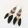 5 kleuren retro goud lange ketting veer kwast oorbellen dangle voor vrouwen vergulde oorbel mode-sieraden cadeau drop shipping