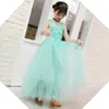 Dresses Mint Green Ball Gown Flower Girls Dresses 2022 Lace 3D Flowers Beaded Cap Sleeve Jewel Girls Prom Dress Pageant Toddler First Comm