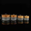 30g 50g Frosted Glass Cosmetic Jars Travel Size Cream Bottles for Hand/Face/Body with Natural Bamboo Cap PP Inner Cover Free by sea freight