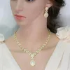 Collier Super Luxe Femmes Parti Bijoux Ensemble Plaqué Or Jaune AAAFull Rempli CZ Boucles D'oreilles Collier Ensemble pour Femmes pour Fête/Mariage