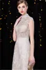 Высокие шеи сексуальные длинные вечерние платья Иллюзия Sheer с аппликацией Русалка платье выпускного вечера молния назад